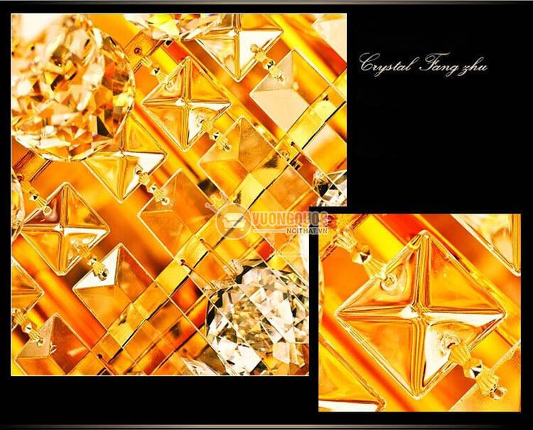 Đèn ốp trần chữ nhật mạ vàng sang trọng CM271-13